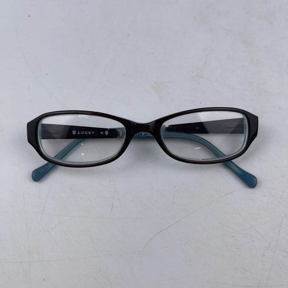 Lucky Brand Jade‎ Eyeglasses Frame Brown Blue Plastic Full Rim Oval 46-16-125mm